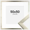 Ramme Stilren Sølv 50x50 cm - Passepartout Hvid 35x35 cm