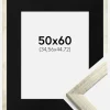 Ramme Stilren Sølv 50x60 cm - Passepartout Sort 14x18 inches