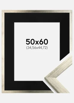 Ramme Stilren Sølv 50x60 cm - Passepartout Sort 14x18 inches