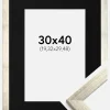 Ramme Stilren Sølv 30x40 cm - Passepartout Sort 8x12 inches