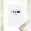 Ramme Stilren Sølv 15x20 cm - Passepartout Hvid 10x15 cm