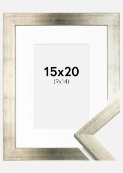 Ramme Stilren Sølv 15x20 cm - Passepartout Hvid 10x15 cm