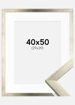 Ramme Stilren Sølv 40x50 cm - Passepartout Hvid 30x40 cm