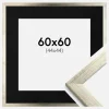 Ramme Stilren Sølv 60x60 cm - Passepartout Sort 45x45 cm