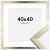 Ramme Stilren Sølv 40x40 cm - Passepartout Hvid 32x32 cm