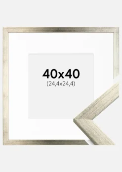 Ramme Stilren Sølv 40x40 cm - Passepartout Hvid 10x10 inches