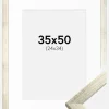 Ramme Stilren Sølv 35x50 cm - Passepartout Hvid 25x35 cm