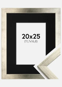 Ramme Stilren Sølv 20x25 cm - Passepartout Sort 5x7 inches
