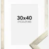 Ramme Stilren Sølv 30x40 cm - Passepartout Hvid 8x12 inches