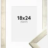 Ramme Stilren Sølv 18x24 cm - Passepartout Hvid 13x18 cm
