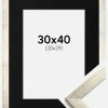 Ramme Stilren Sølv 30x40 cm - Passepartout Sort 21x30 cm