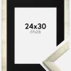 Ramme Stilren Sølv 24x30 cm - Passepartout Sort 18x24 cm