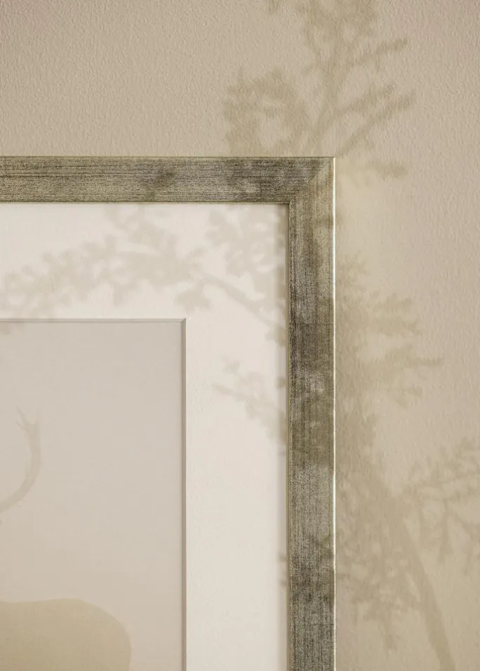Ramme Stilren Sølv 40x60 cm - Passepartout Hvid 32,9x48,3 cm (A3+)