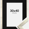 Ramme Stilren Sølv 30x40 cm - Passepartout Sort 20x30 cm