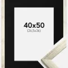 Ramme Stilren Sølv 40x50 cm - Passepartout Sort 27,5x37 cm