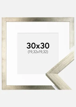 Ramme Stilren Sølv 30x30 cm - Passepartout Hvid 8x8 inches
