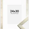 Ramme Stilren Sølv 24x30 cm - Passepartout Hvid 6x8 inches