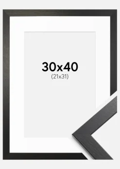 Ramme Stilren sort Eg 30x40 cm - Passepartout Hvid 22x32 cm