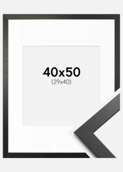 Ramme Stilren sort Eg 40x50 cm - Passepartout Hvid 30x41 cm