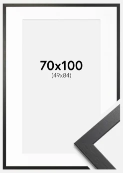 Ramme Stilren sort Eg 70x100 cm - Passepartout Hvid 50x85 cm