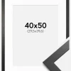 Ramme Stilren sort Eg 40x50 cm - Passepartout Hvid 12x16 inches