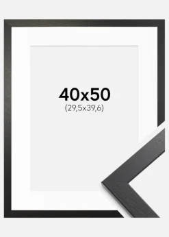 Ramme Stilren sort Eg 40x50 cm - Passepartout Hvid 12x16 inches