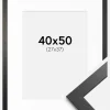 Ramme Stilren sort Eg 40x50 cm - Passepartout Hvid 28x38 cm