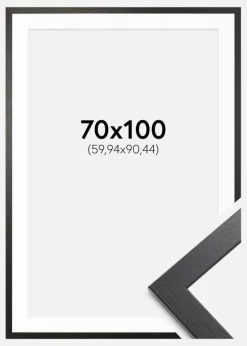 Ramme Stilren sort Eg 70x100 cm - Passepartout Hvid 24x36 inches