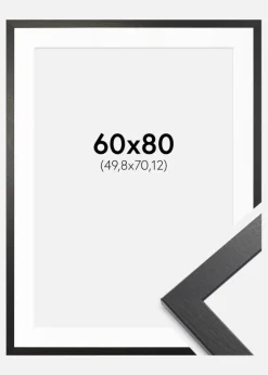 Ramme Stilren sort Eg 60x80 cm - Passepartout Hvid 20x28 inches