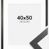Ramme Stilren sort Eg 40x50 cm - Passepartout Hvid 31,5x40 cm