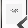 Ramme Stilren sort Eg 40x50 cm - Passepartout Hvid 27x35 cm