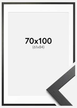Ramme Stilren sort Eg 70x100 cm - Passepartout Hvid 62x85 cm