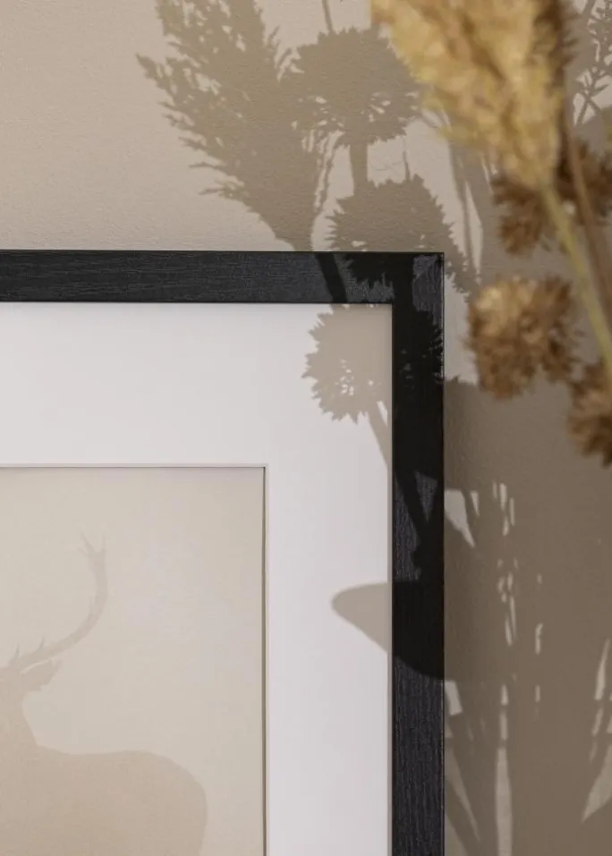 Ramme Stilren sort Eg 70x100 cm - Passepartout Hvid 62x85 cm