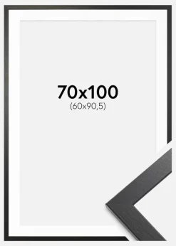 Ramme Stilren sort Eg 70x100 cm - Passepartout Hvid 61x91,5 cm