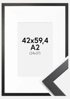 Ramme Stilren sort Eg 42x59,4 cm - Passepartout Hvid 25x38 cm