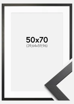 Ramme Stilren sort Eg 50x70 cm - Passepartout Hvid 16x24 inches