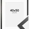 Ramme Stilren sort Eg 40x50 cm - Passepartout Hvid 30x40 cm