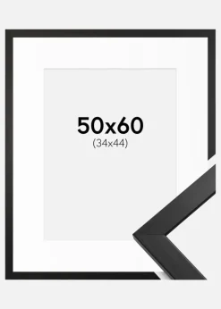 Ramme Stilren Sort 50x60 cm - Passepartout Hvid 35x45 cm