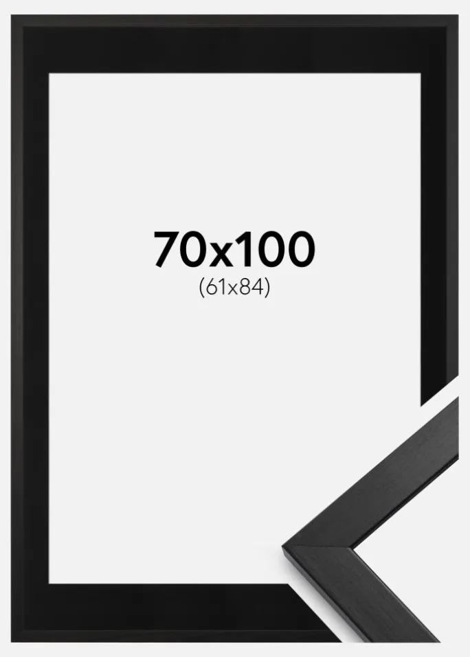 Ramme Stilren Sort 70x100 cm - Passepartout Sort 62x85 cm