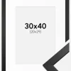 Ramme Stilren Sort 30x40 cm - Passepartout Hvid 21x30 cm