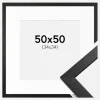 Ramme Stilren Sort 50x50 cm - Passepartout Hvid 35x35 cm
