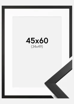Ramme Stilren Sort 45x60 cm - Passepartout Hvid 35x50 cm