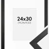 Ramme Stilren Sort 24x30 cm - Passepartout Hvid 6x8 inches