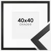 Ramme Stilren Sort 40x40 cm - Passepartout Hvid 10x10 inches