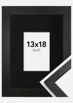 Ramme Stilren Sort 13x18 cm - Passepartout Sort 7x10 cm