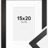 Ramme Stilren Sort 15x20 cm - Passepartout Hvid 10x15 cm