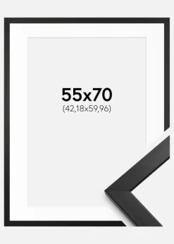 Ramme Stilren Sort 55x70 cm - Passepartout Hvid 17x24 inches