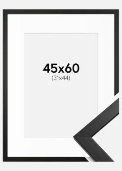 Ramme Stilren Sort 45x60 cm - Passepartout Hvid 32x45 cm