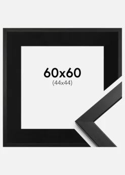 Ramme Stilren Sort 60x60 cm - Passepartout Sort 45x45 cm