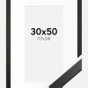 Ramme Stilren Sort 30x50 cm - Passepartout Hvid 18x35 cm